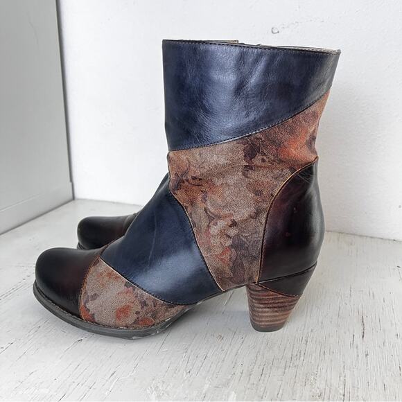 Elite by Corkys Lost patchwork leather mid calf heeled boots size 8 - Picture 1 of 13